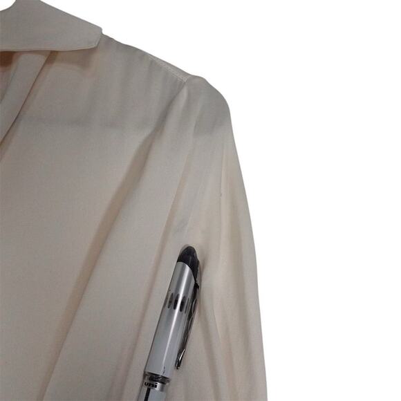 GUC Quince Women's XS Ivory Silk Blend Notch Collar Blouse Long Sleeve 3134-22 - Picture 11 of 12